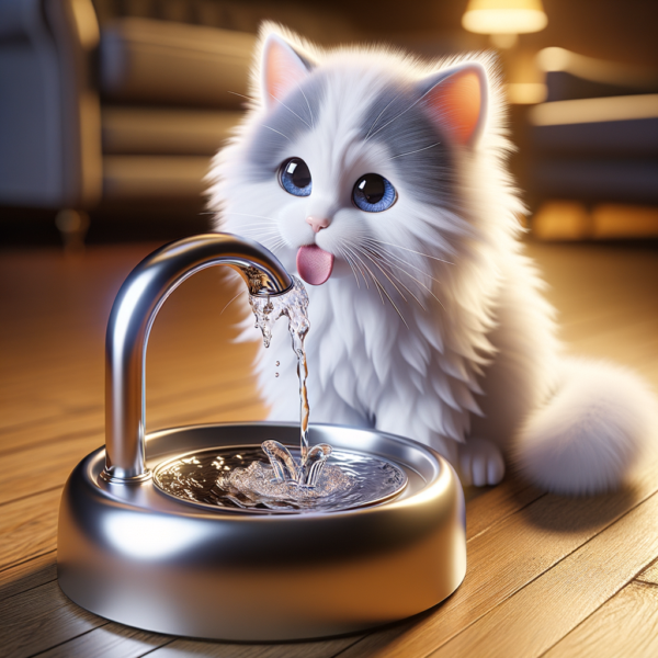 Cat drinking fountain